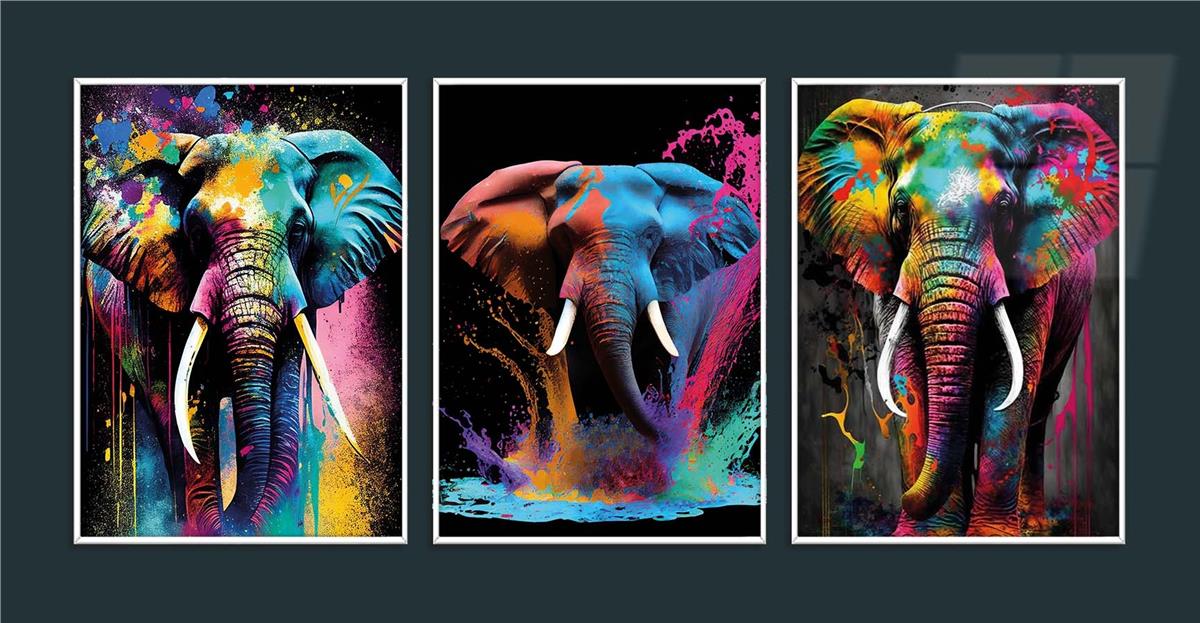 Alüminyum Çerçeveli Sanat Temalı 3lü Set MDF Tablo 0077