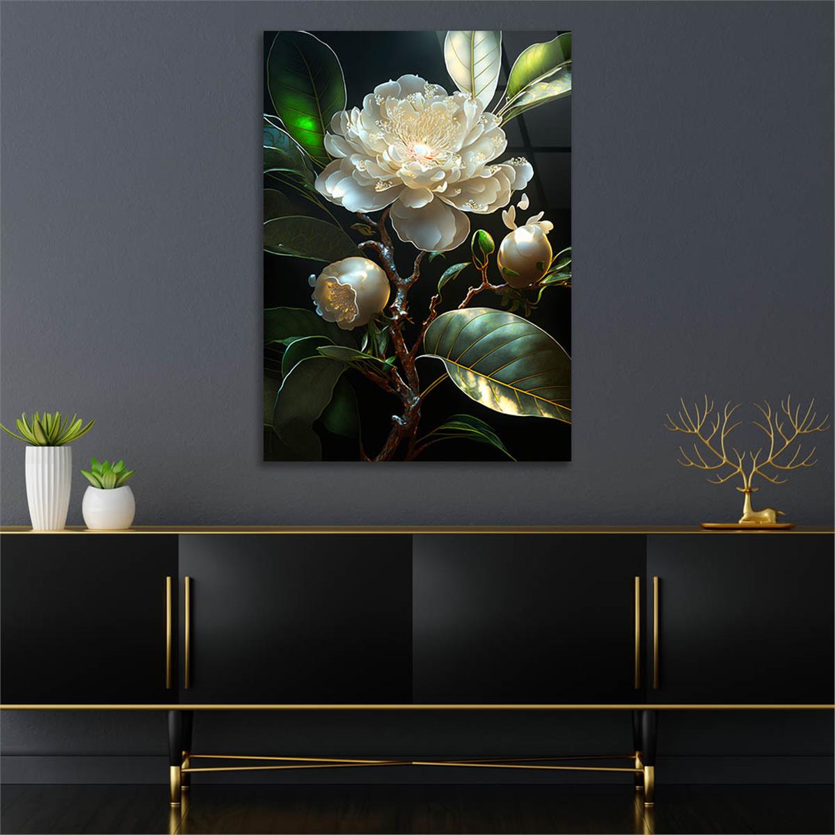 Dikey Sanat Temalı Cam Tablo 581