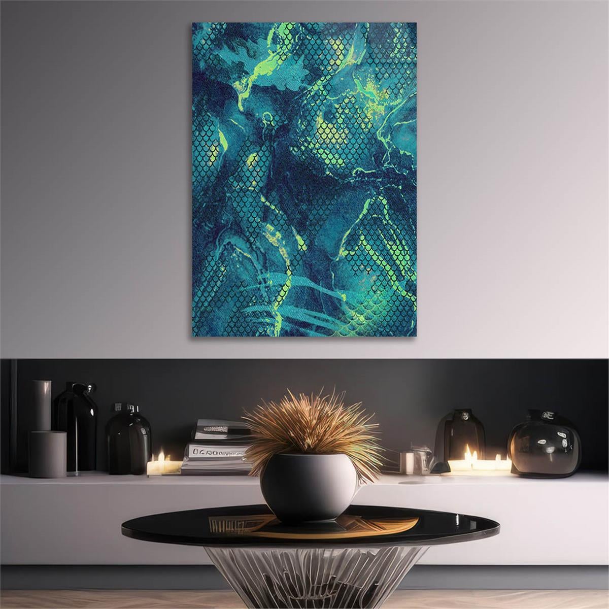Dikey Sanat Temalı Cam Tablo 408