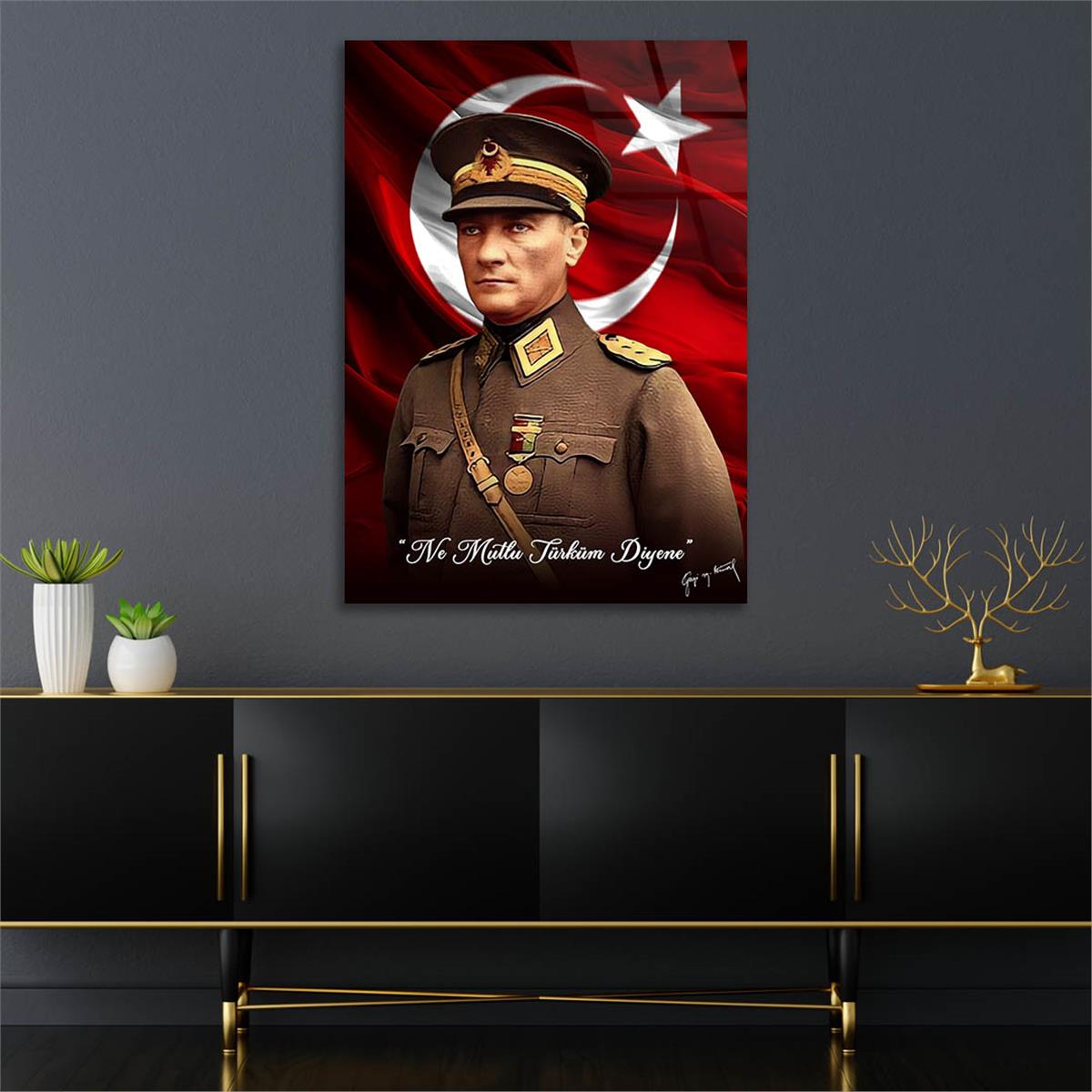 Dikey VatanTemalı Cam Tablo 150