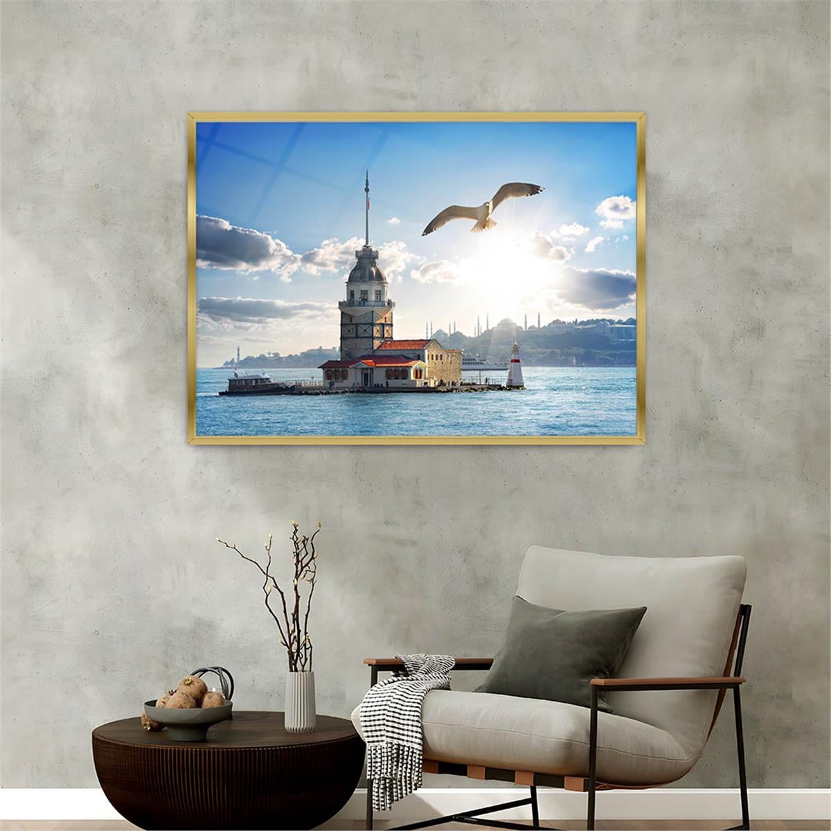 Aluminum-Framed Natured-Themed Tempered Glass Wall Art 001