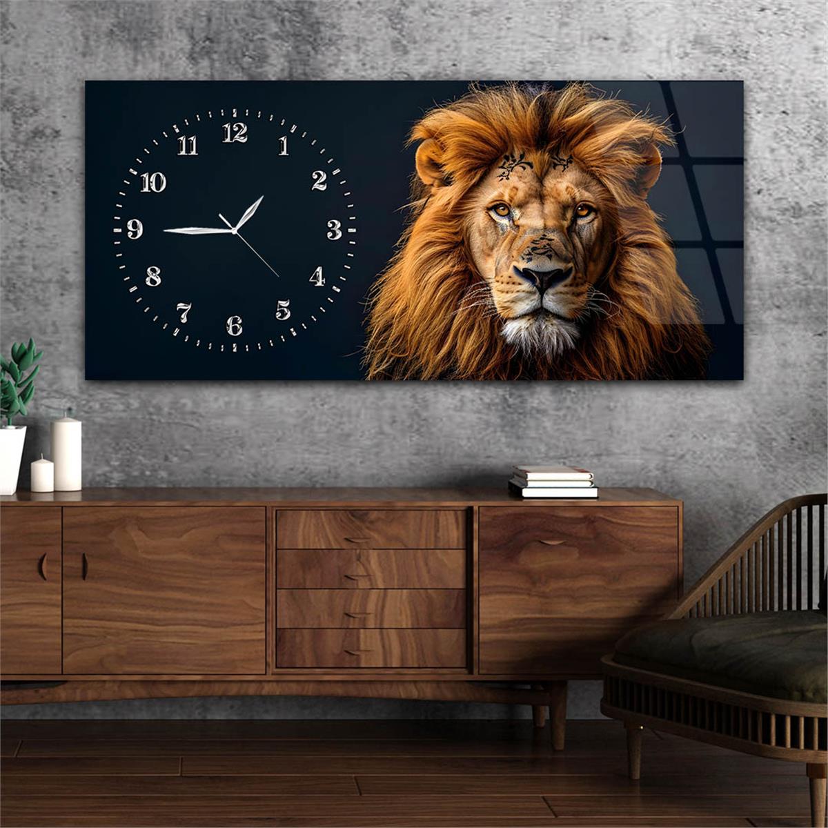 Yatay Saatli Yandan Sanat Temalı Cam Tablo 331