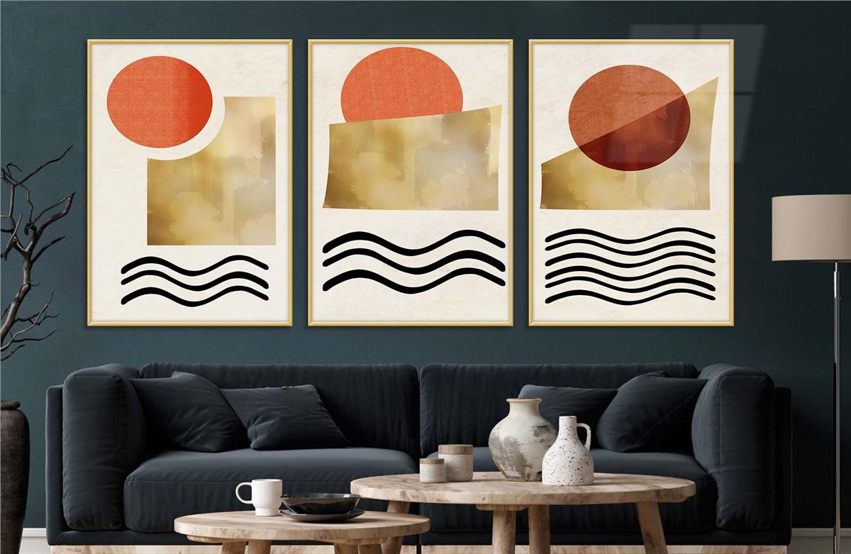 Alüminyum Çerçeveli Sanat Temalı 3lü Set CAM Tablo 0033