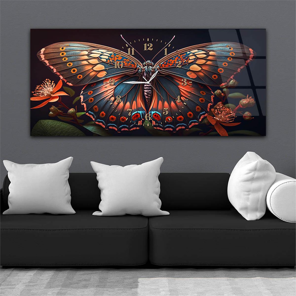 Yatay Saatli Ortadan Sanat Temalı Cam Tablo119
