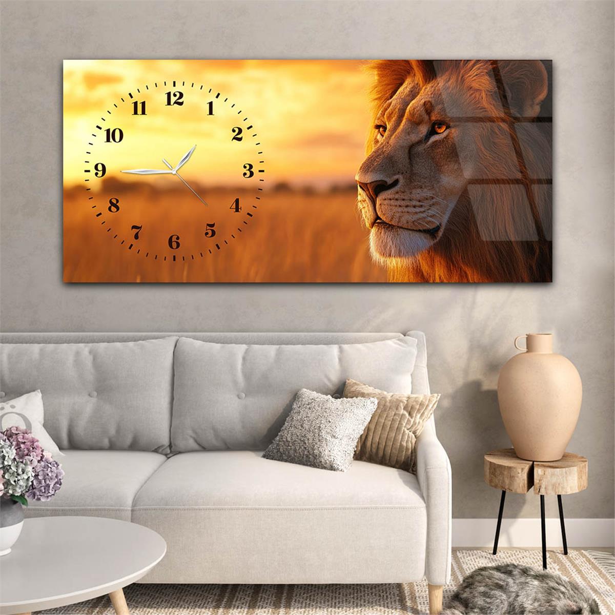 Yatay Saatli Yandan Sanat Temalı Cam Tablo 332