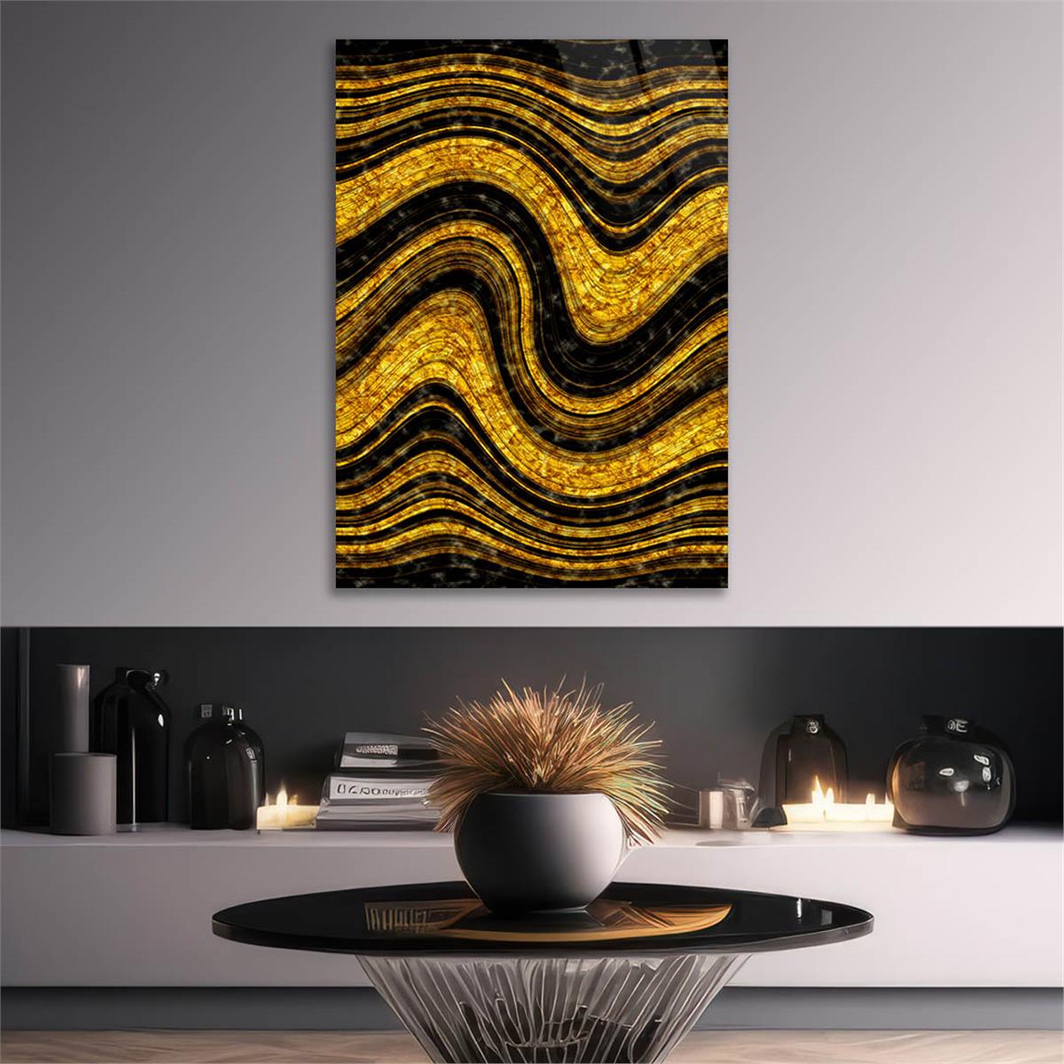Dikey Sanat Temalı Cam Tablo 358