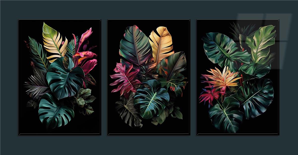 Alüminyum Çerçeveli Sanat Temalı 3lü Set MDF Tablo 0076