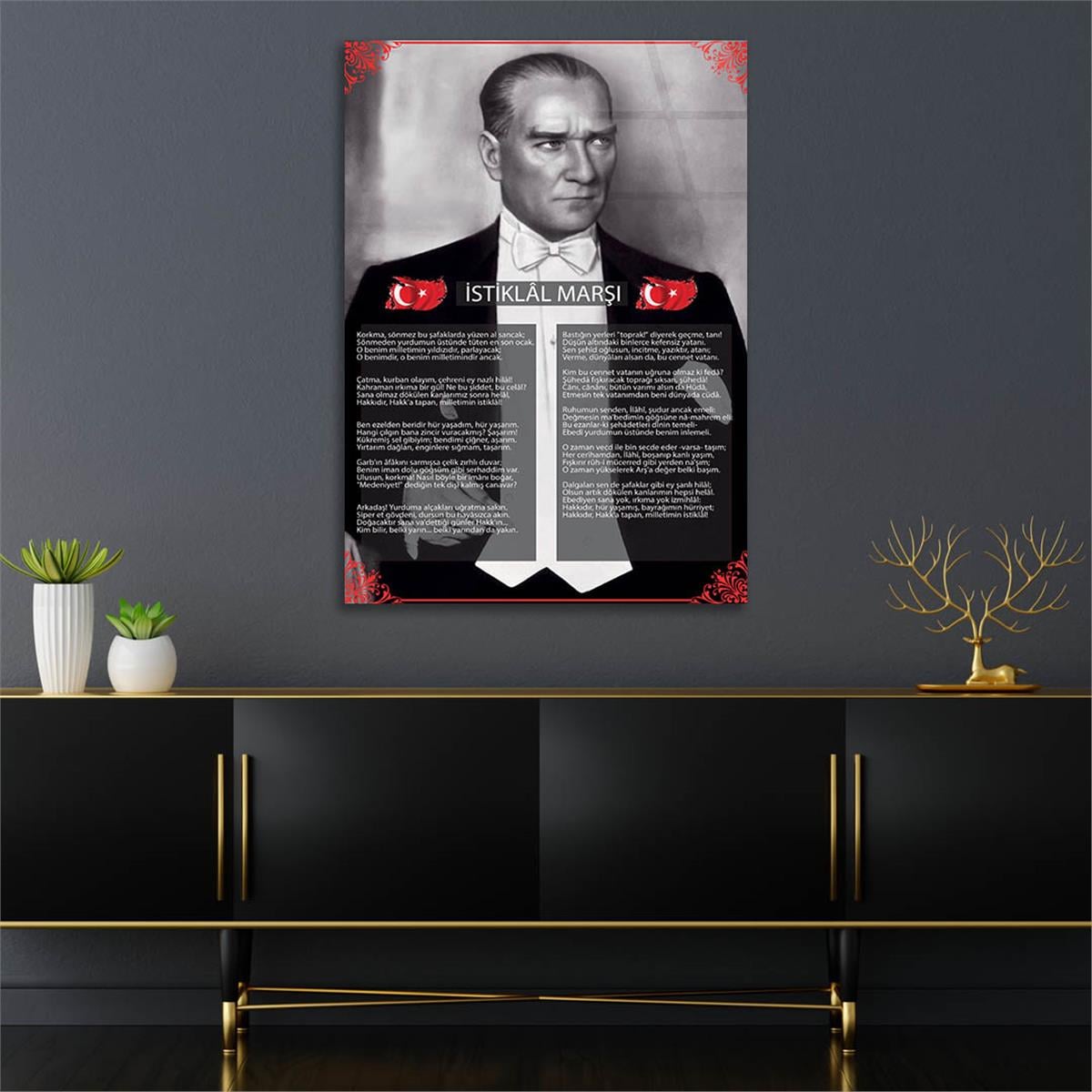 Turkish National Anthem Tempered Glass Wall Art 