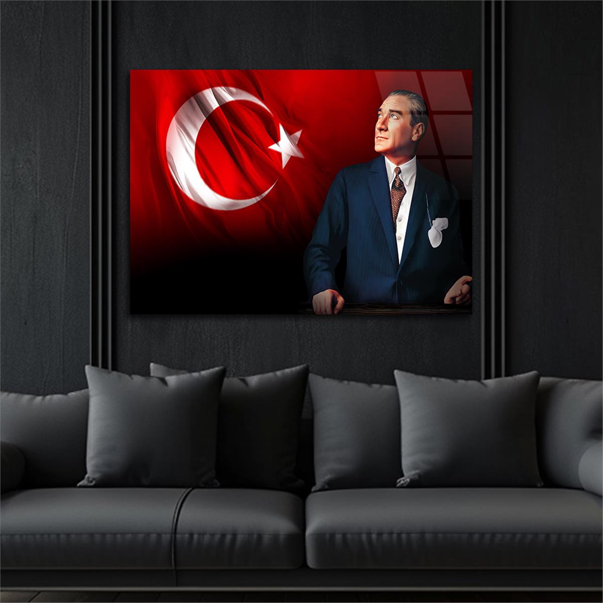 Yatay Vatan Temalı Cam Tablo 161