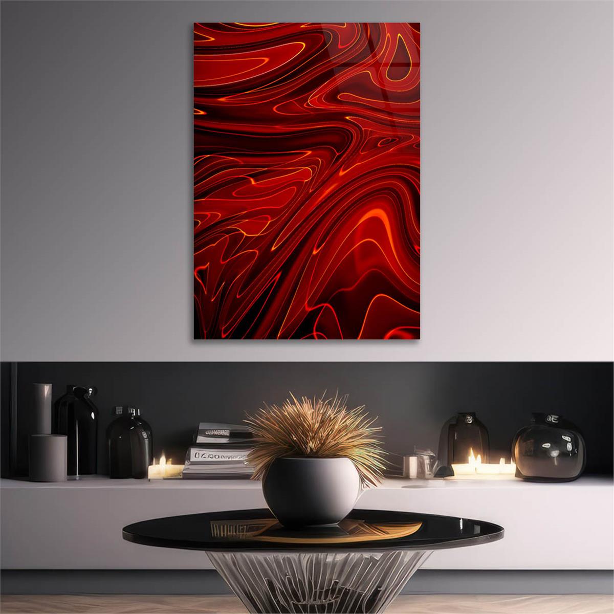 Dikey Sanat Temalı Cam Tablo 502