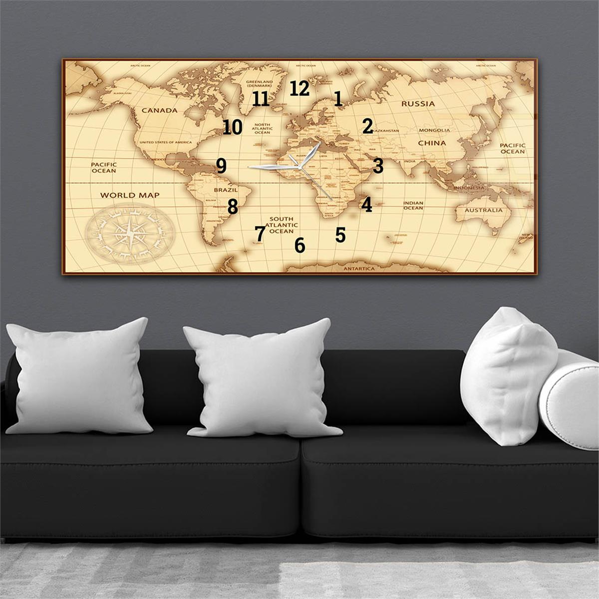 Yatay Saatli Ortadan Vatan Temalı Cam Tablo 088