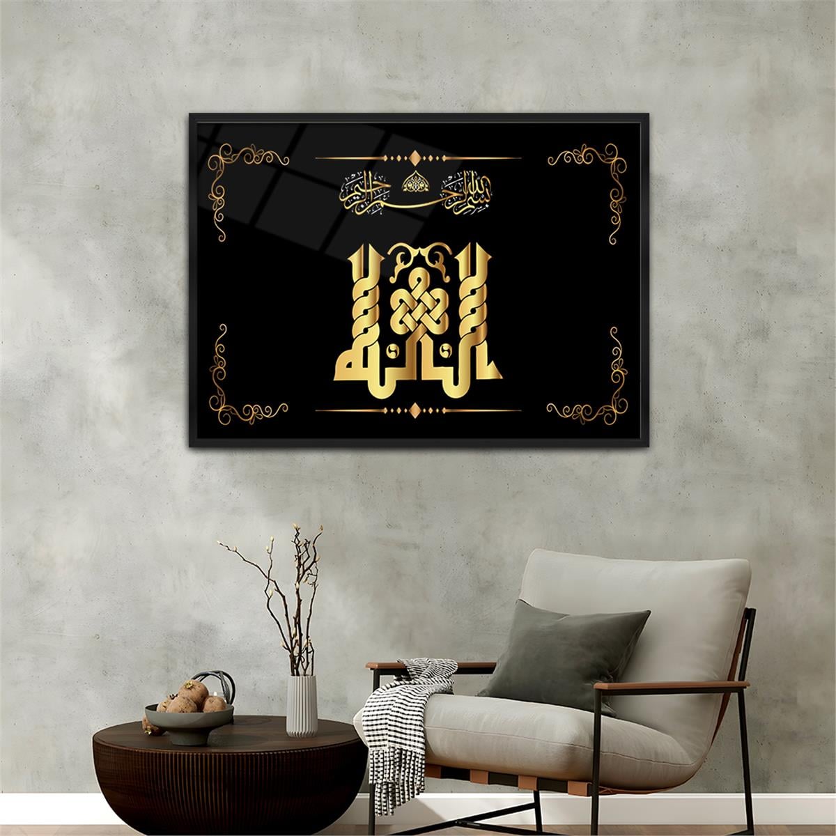 Tableau en verre à thème religieux avec cadre en aluminium  030