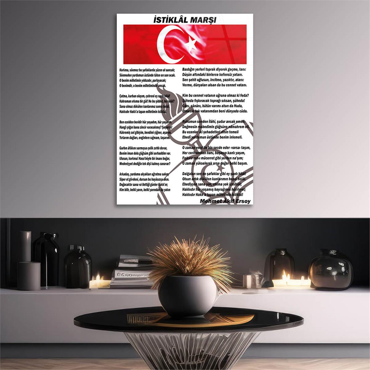 Turkish National Anthem Tempered Glass Wall Art  