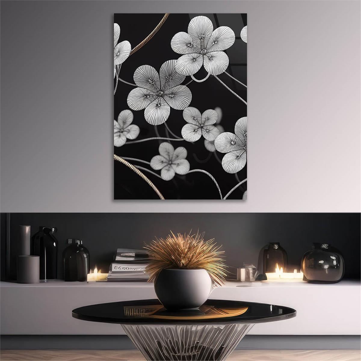 Dikey Sanat Temalı Cam Tablo 440