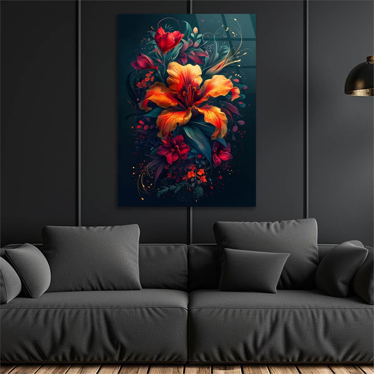 Dikey Sanat Temalı Cam Tablo 459