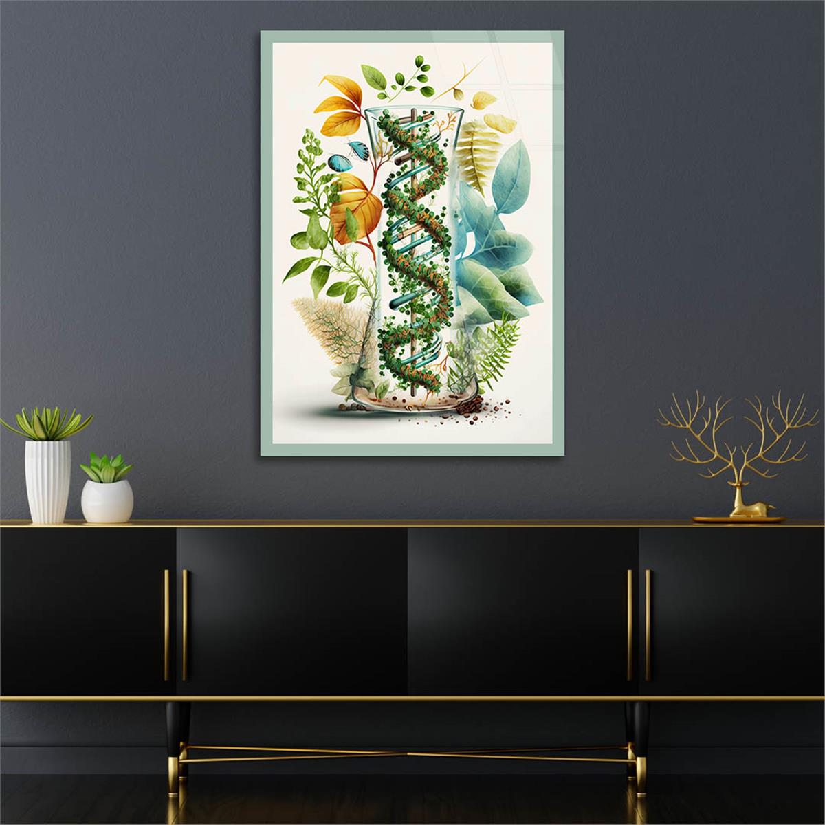 Dikey Sanat Temalı Cam Tablo 395