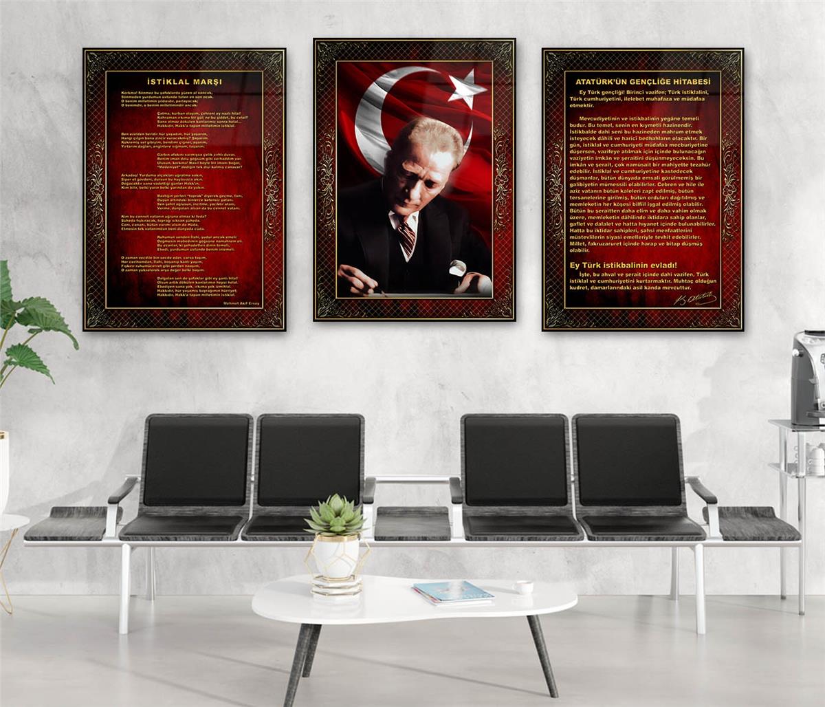  3lü Set VatanTemalı Cam Tablo 20