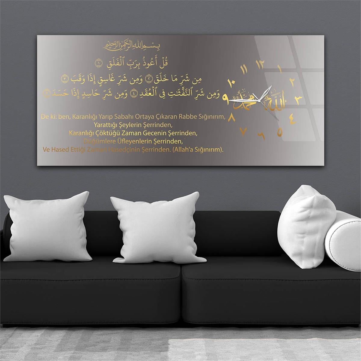Side-Clock, Religious-Themed Horizontal Glass Wall Painting 015