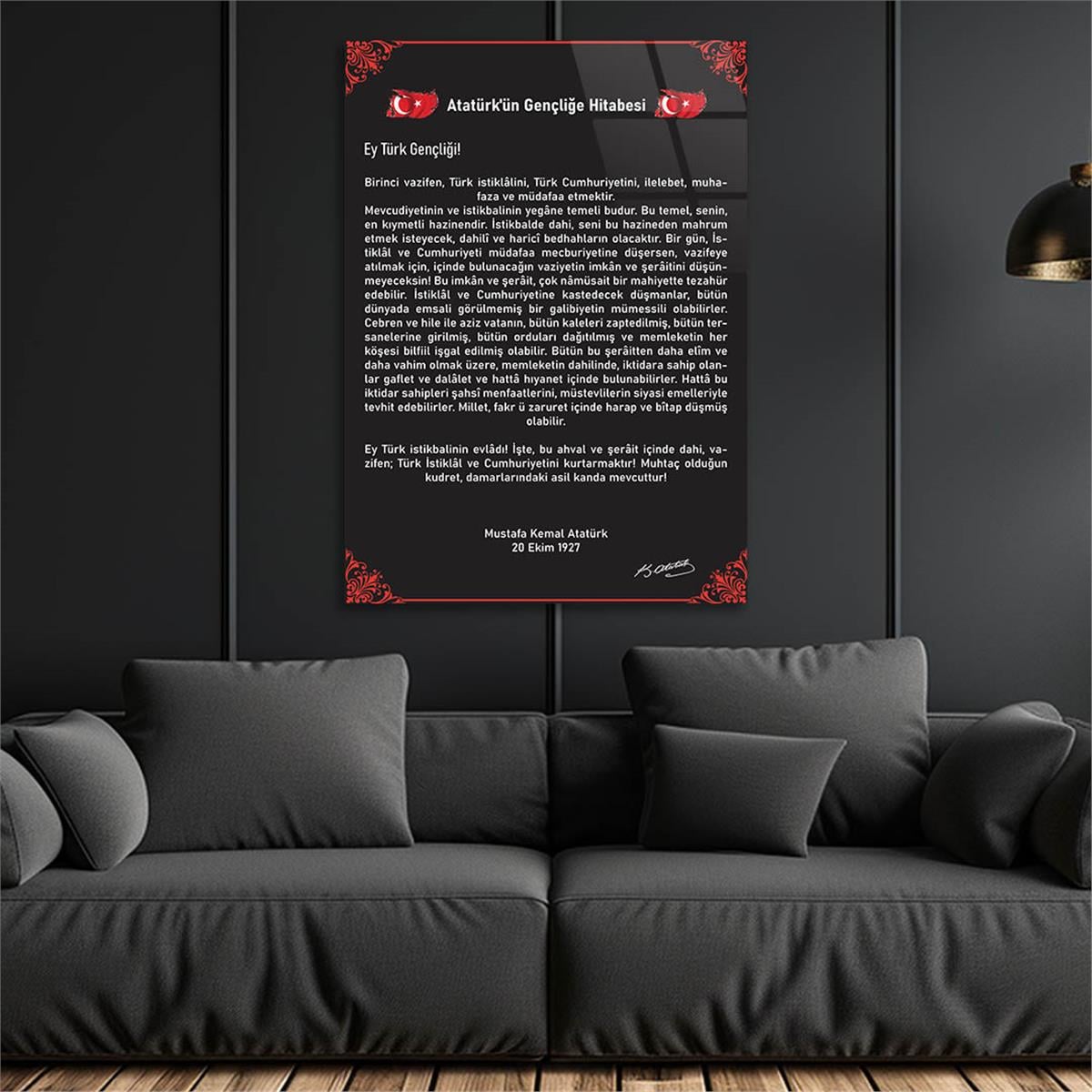 Atatürks adres tot de Turkse jeugd Glasschilderij