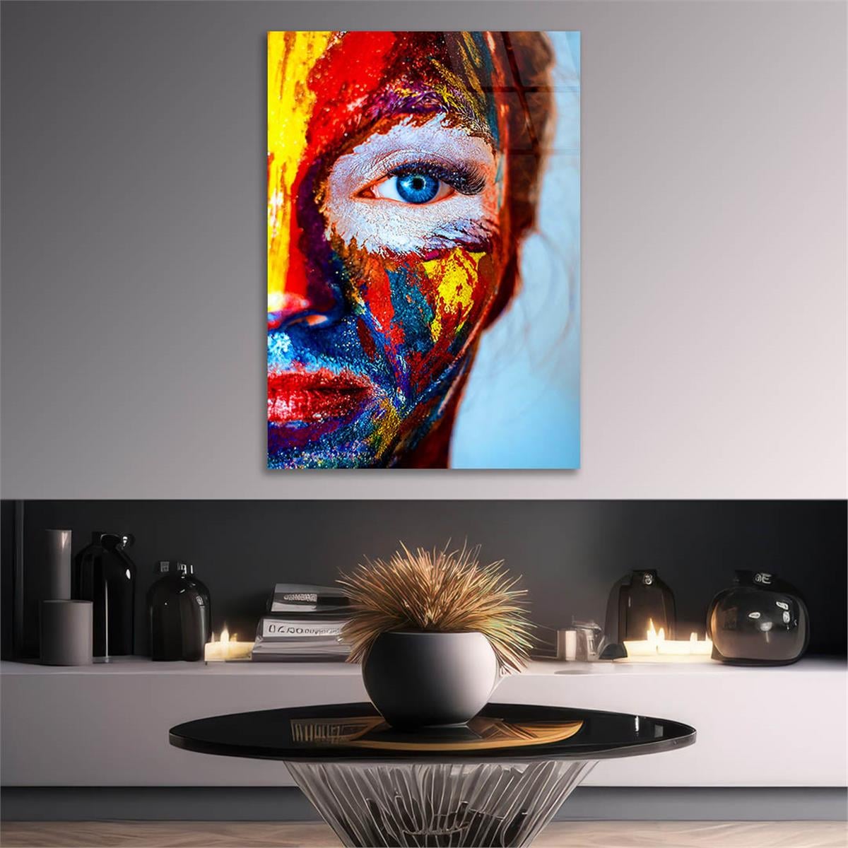 Dikey Sanat Temalı Cam Tablo 506