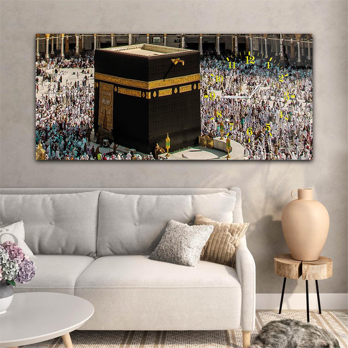 Side-Clock, Religious-Themed Horizontal Glass Wall Painting 030