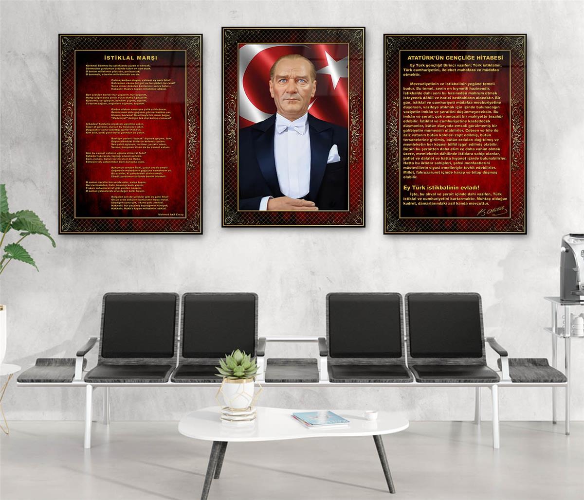  3lü Set VatanTemalı Cam Tablo 37