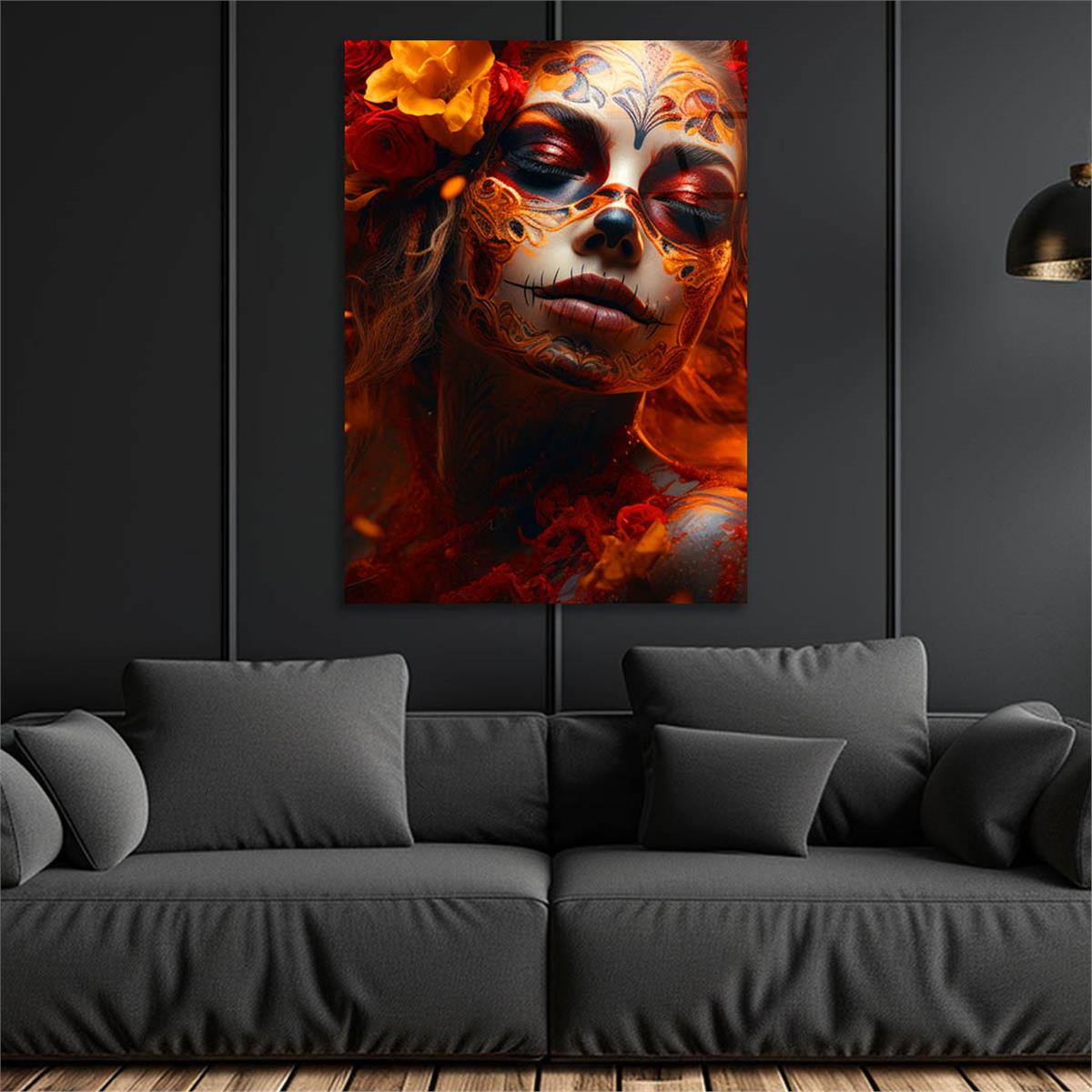 Dikey Sanat Temalı Cam Tablo 442