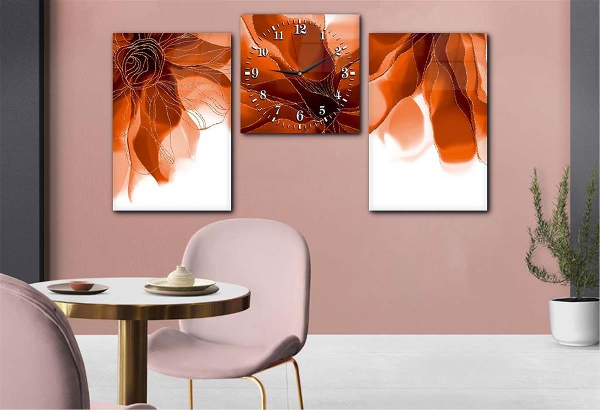 Tempered Glasss Wall Arts Art-Themed Set with Clock