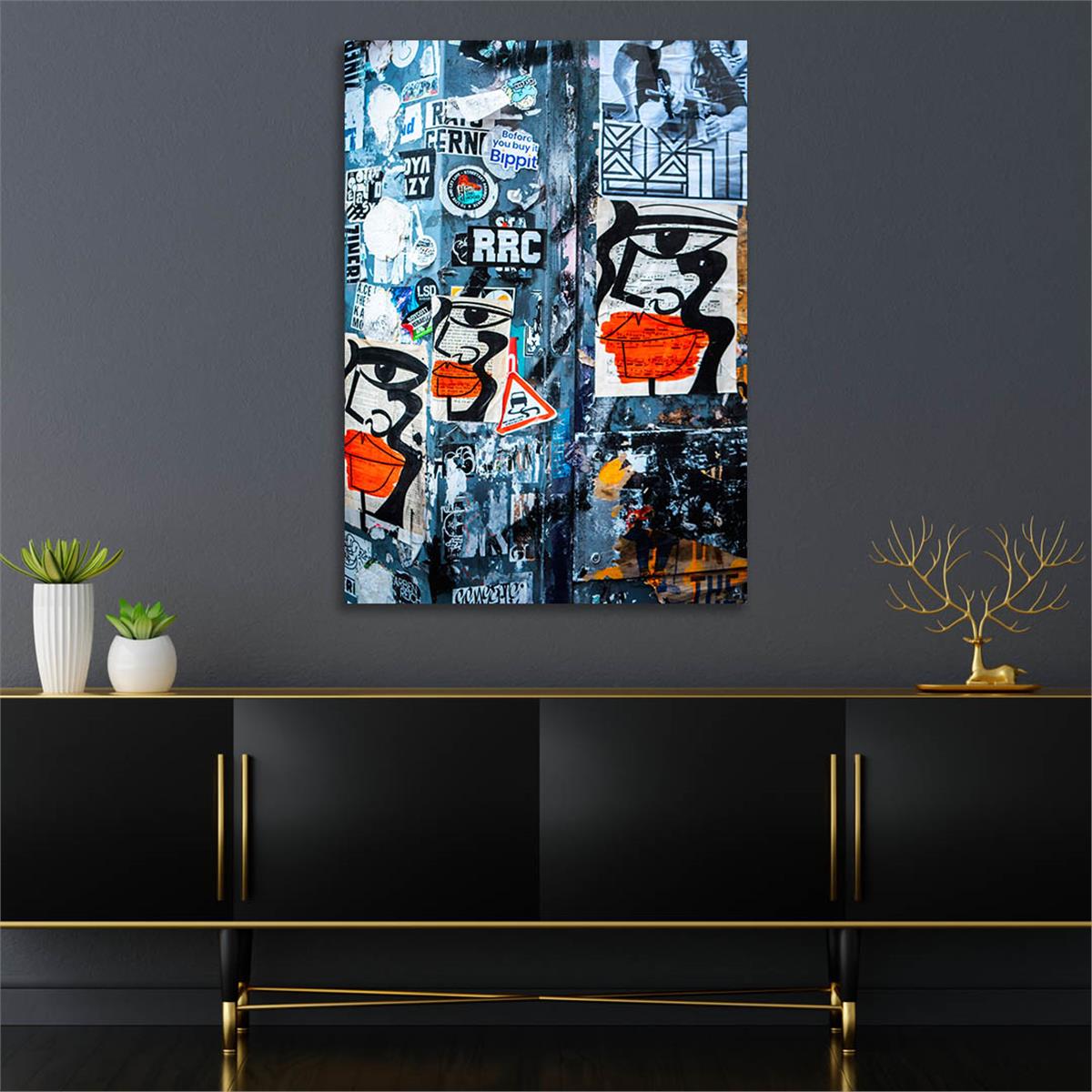 Dikey Sanat Temalı Cam Tablo 549