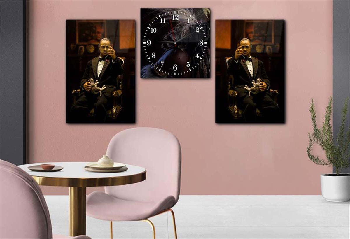 SANAT TEMALI CAM TABLO SAAT SETİ 