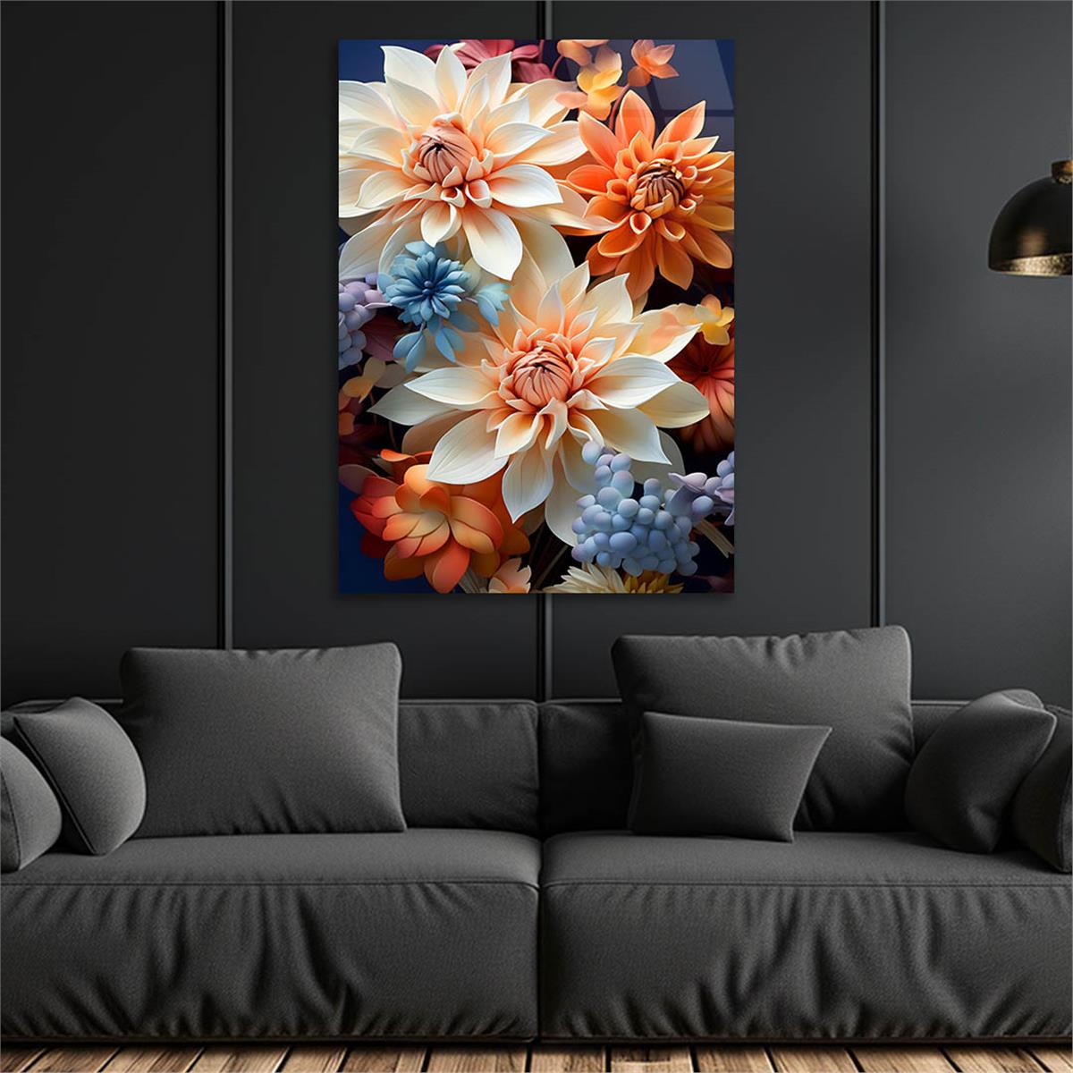 Dikey Sanat Temalı Cam Tablo 574