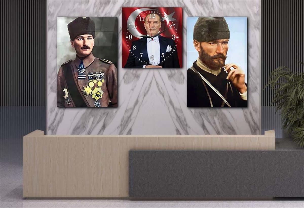 Ensemble de tableaux et dhorloge 2 pièces sur le thème de la nation