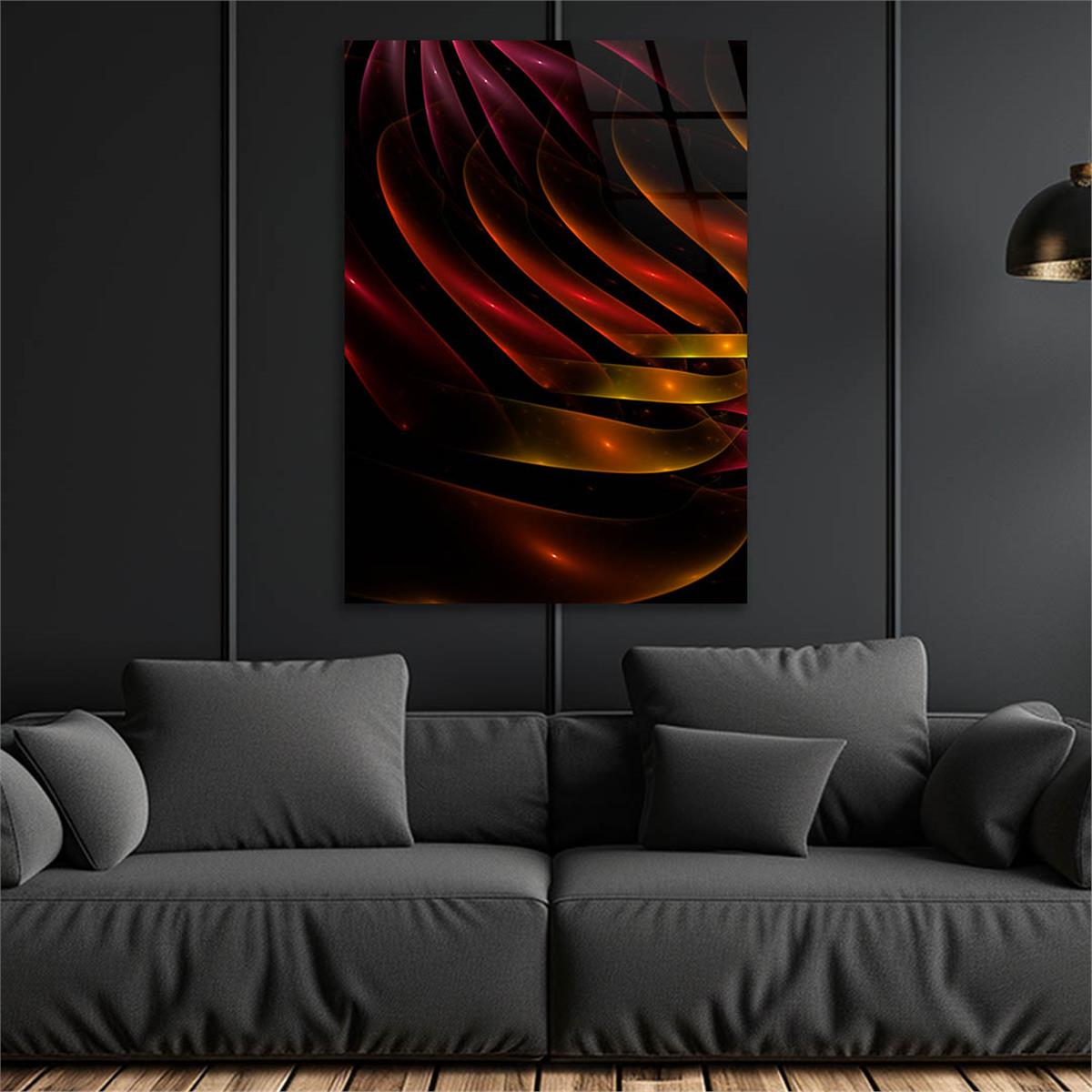 Dikey Sanat Temalı Cam Tablo 410