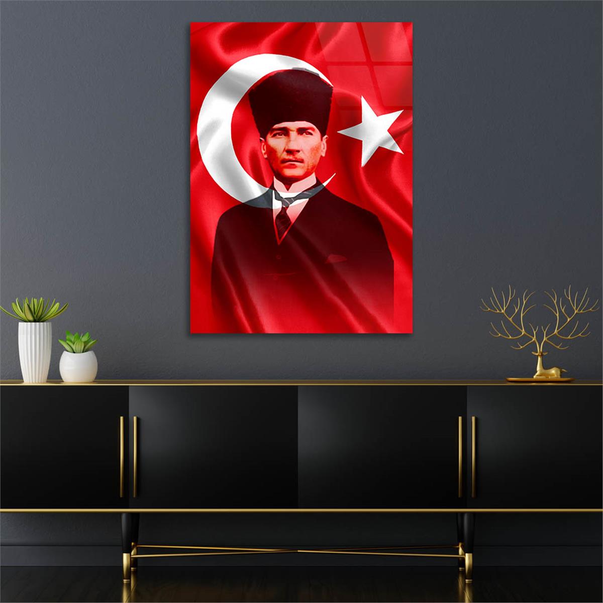 Dikey VatanTemalı Cam Tablo 147