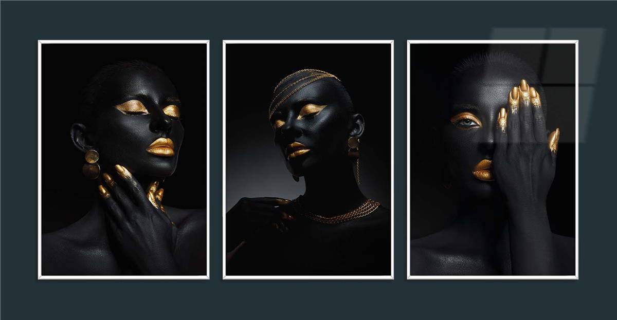 Alüminyum Çerçeveli Sanat Temalı 3lü Set MDF Tablo 0073