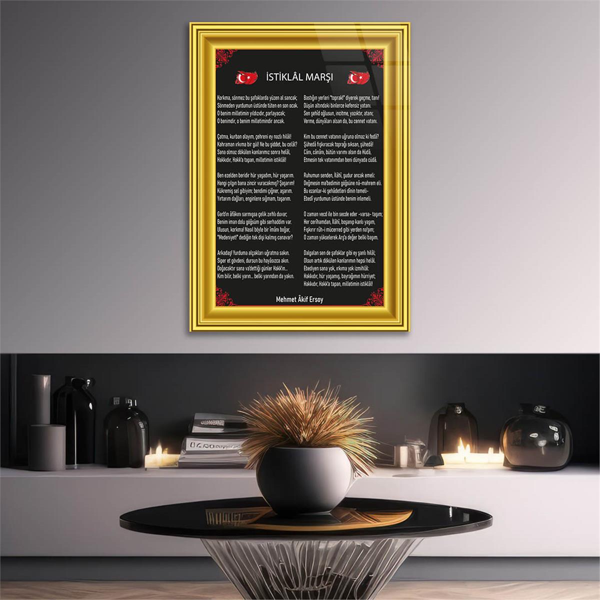 Turkish National Anthem Tempered Glass Wall Art  