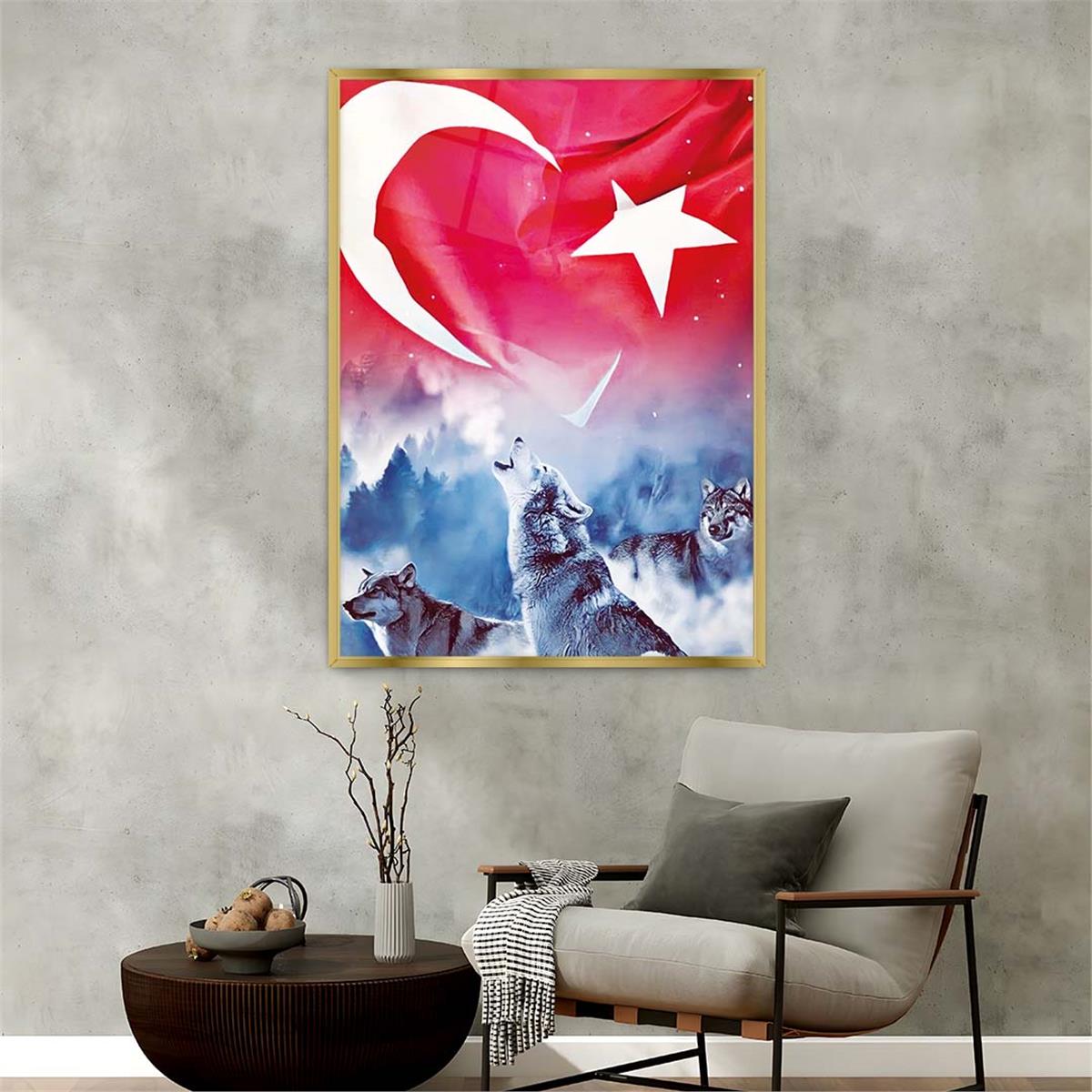 Aluminum-Framed National-Themed Tempered Glass Wall Art 078