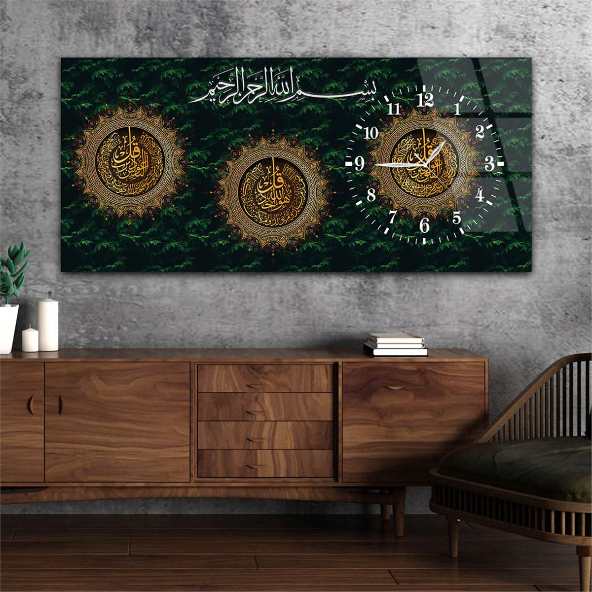 Side-Clock, Religious-Themed Horizontal Glass Wall Painting 059