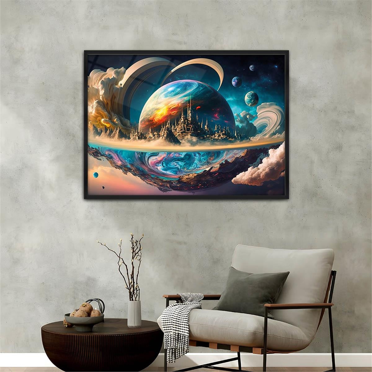 Aluminum-Framed Art-Themed Tempered Glass Wall Art 055