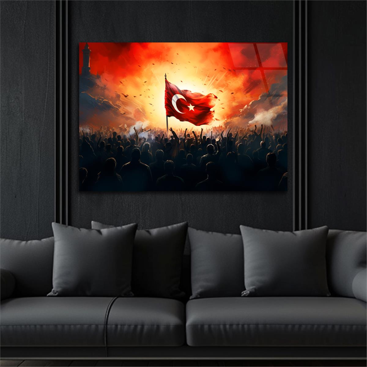 Yatay VatanTemalı Cam Tablo 112