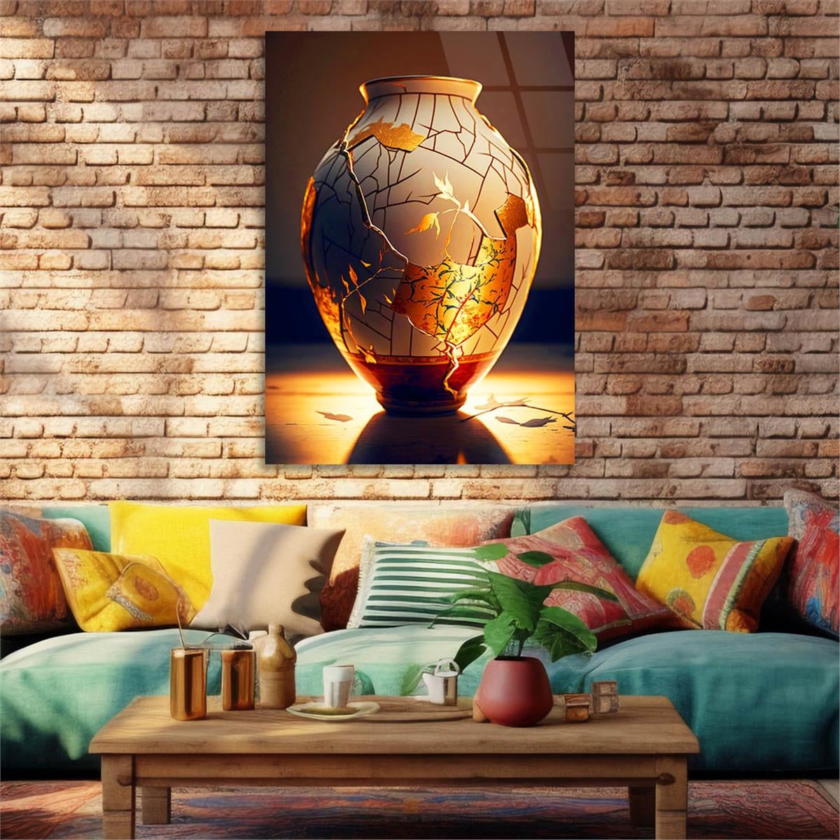 Dikey Sanat Temalı Cam Tablo 481