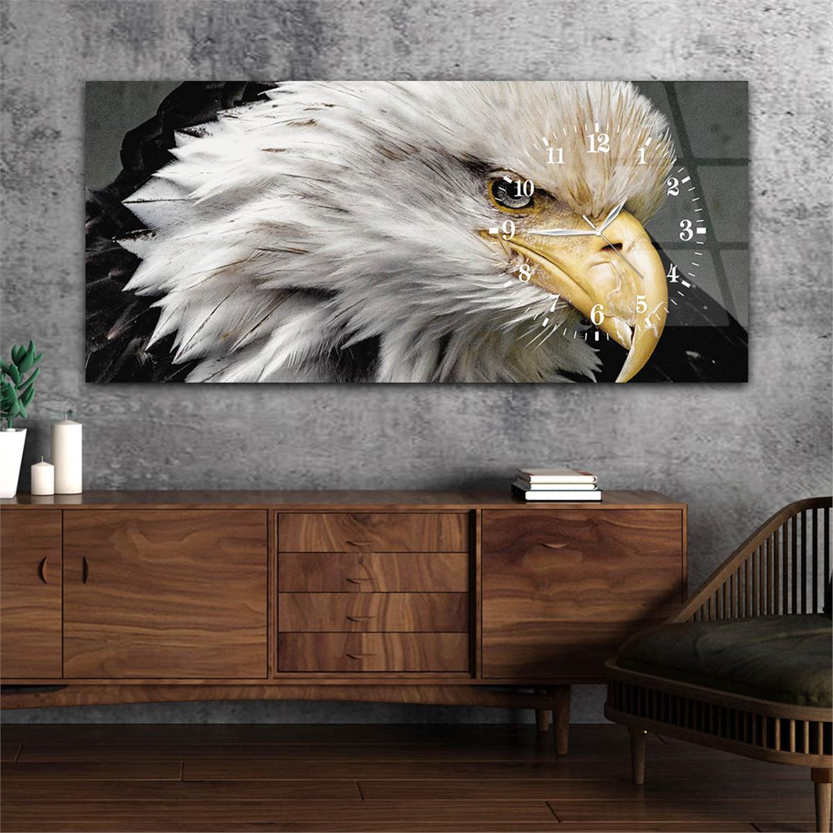 Yatay Saatli Yandan Sanat ve Doğa Temalı Cam Tablo 080