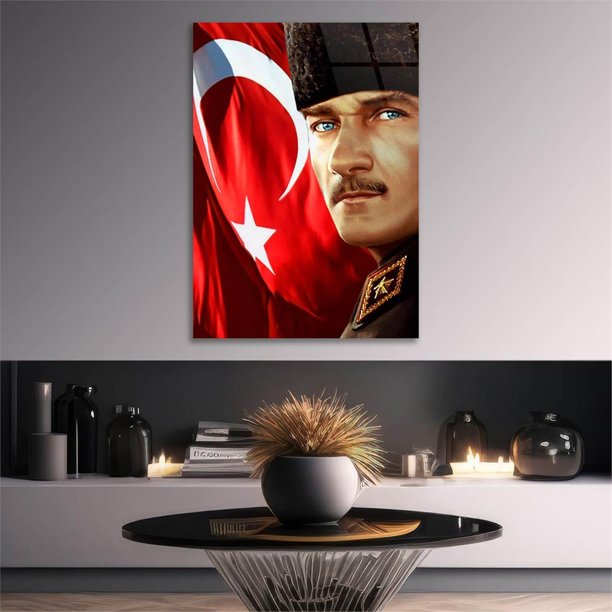 Dikey VatanTemalı Cam Tablo 275