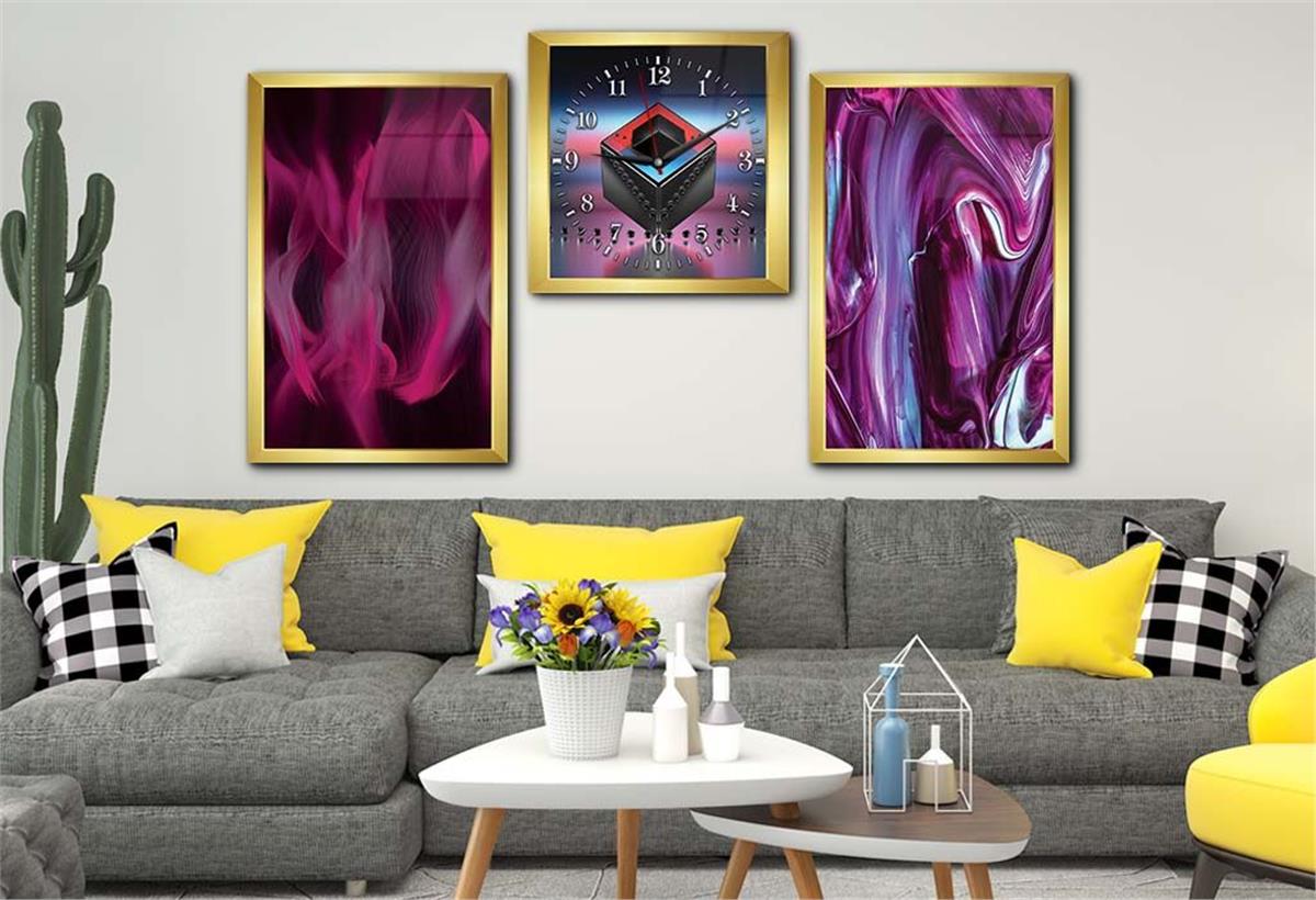 Gehard Glasschilderij Set aan de Kunst Thema Met Klok