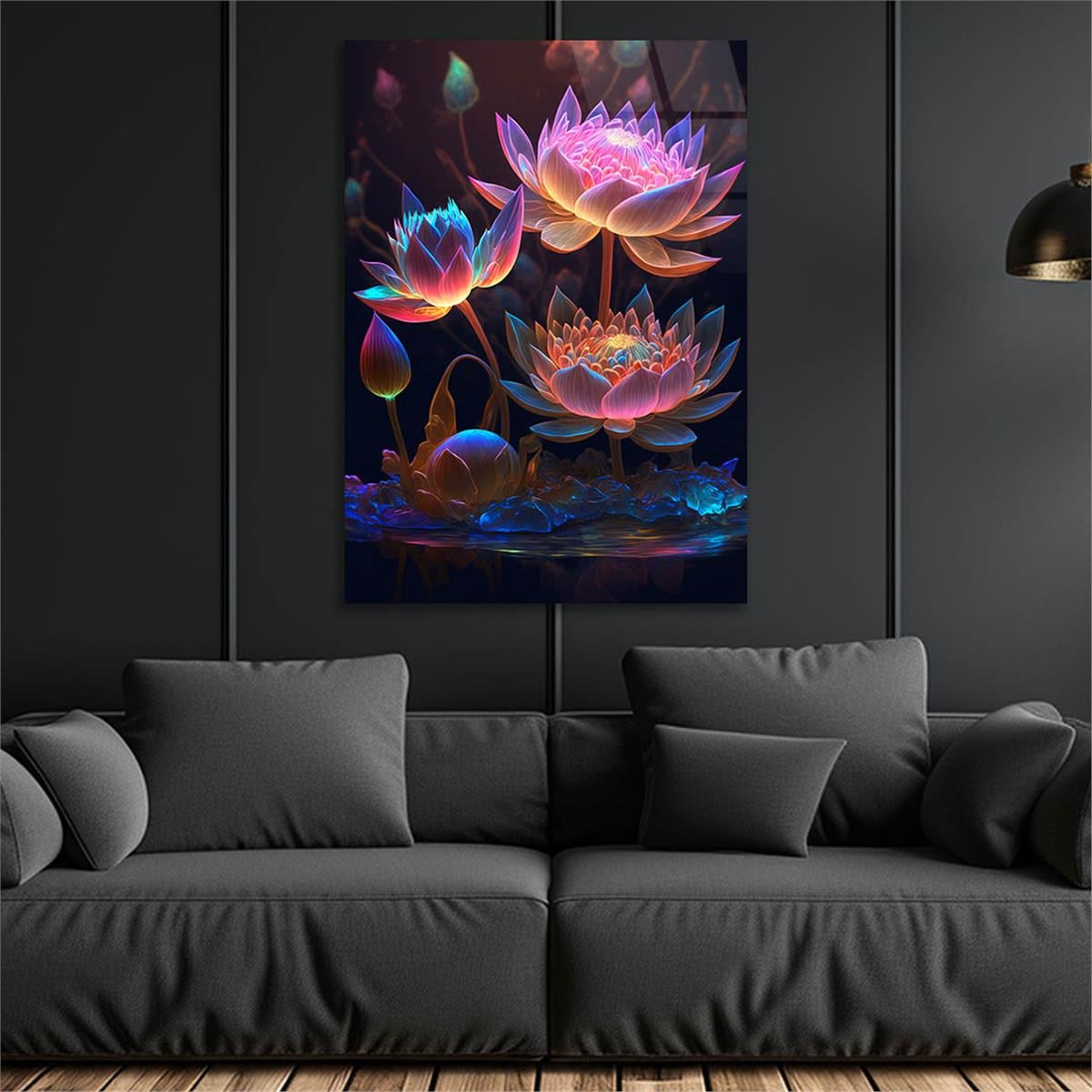 Dikey Sanat Temalı Cam Tablo 482