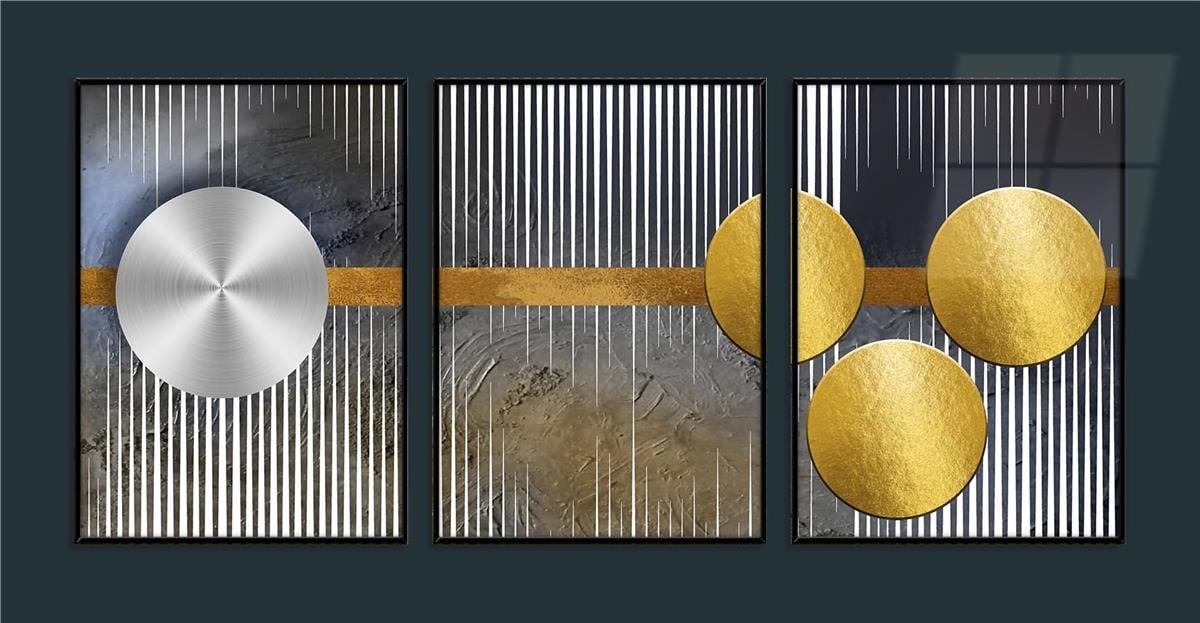 Alüminyum Çerçeveli Sanat Temalı 3lü Set MDF Tablo 0078