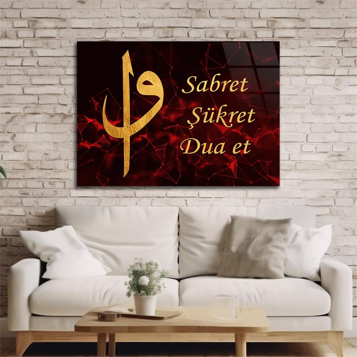 Yatay Dini Temalı Cam Tablo 223