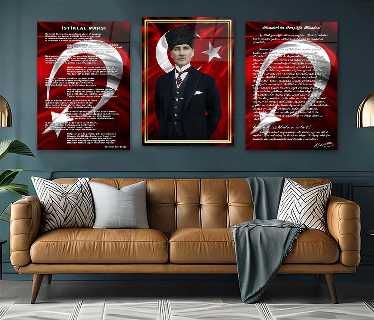  3lü Set VatanTemalı Cam Tablo 29