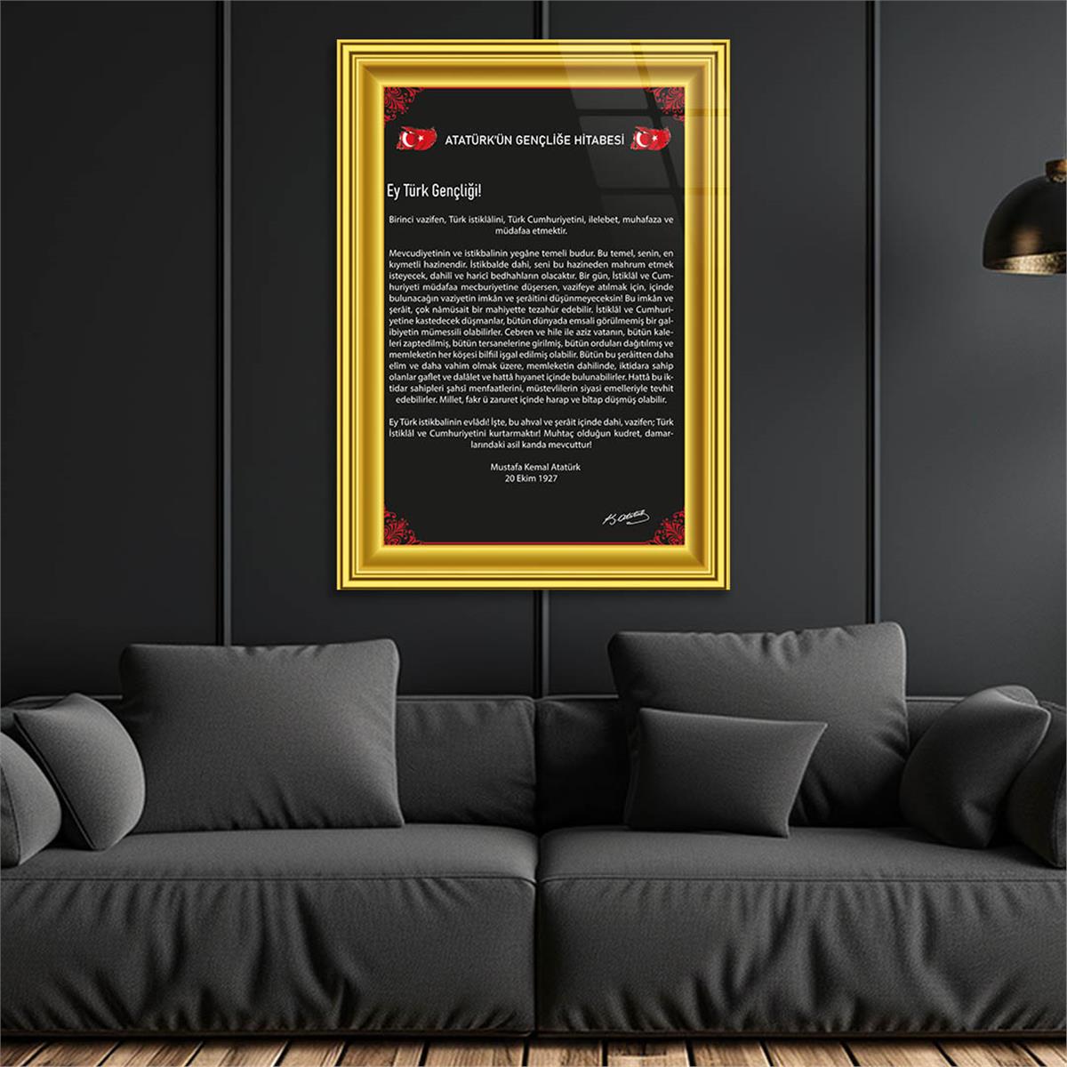Atatürks Address to the Turkish Youth Glass Wall Art 