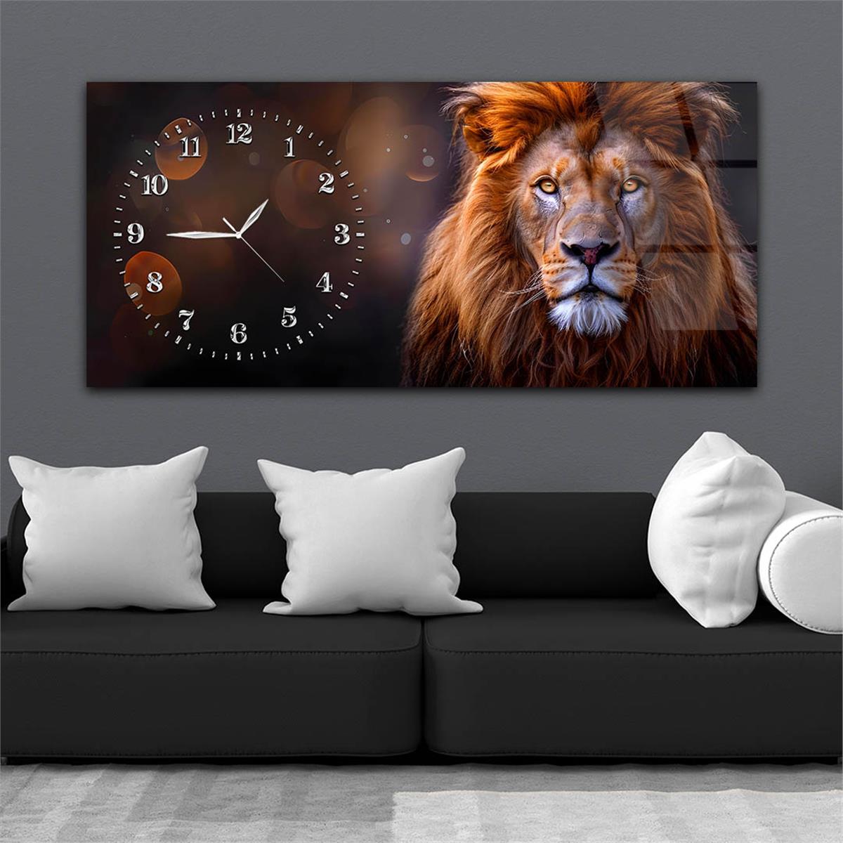 Yatay Saatli Yandan Sanat Temalı Cam Tablo 345